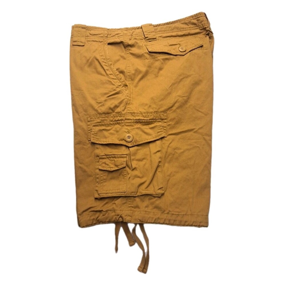 Matchstick Men's Cargo Short Size 40 Drawstring 6 Pockets Brown 100% Cotton